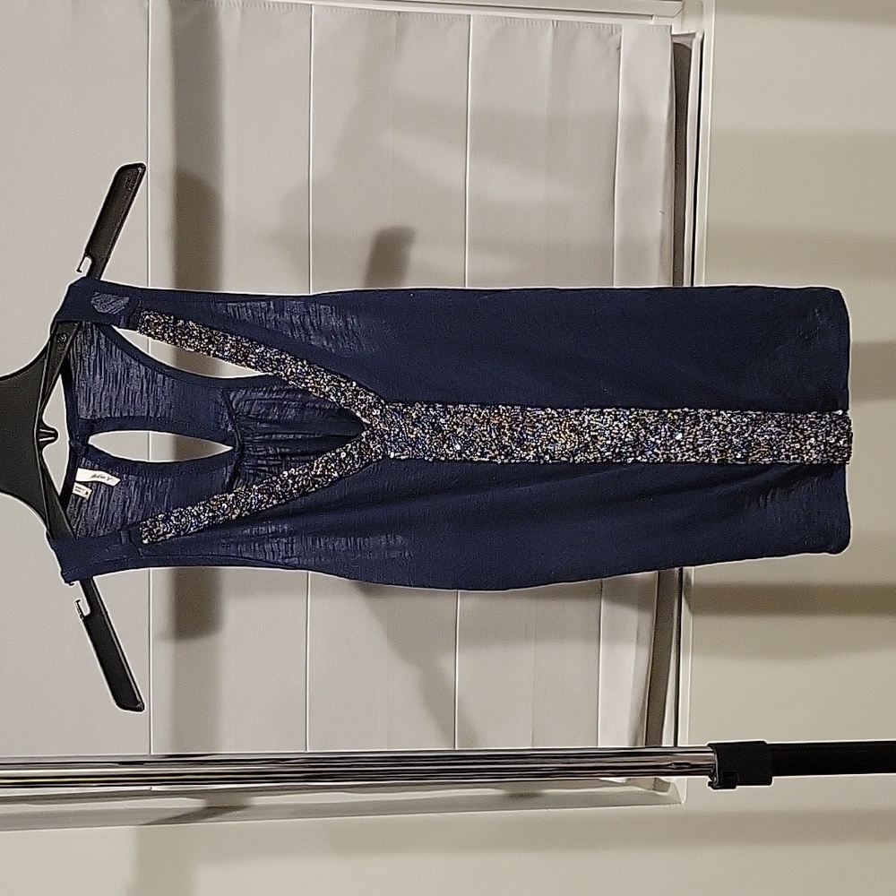Modcloth Navy beaded tank Medium